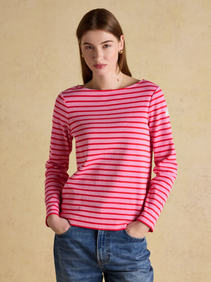 Joules Harbour Stripe Breton Top Pink / Red