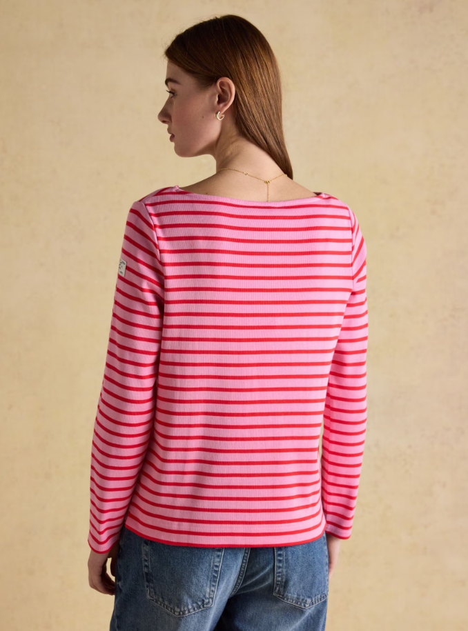 Joules Harbour Stripe Breton Top Pink / Red