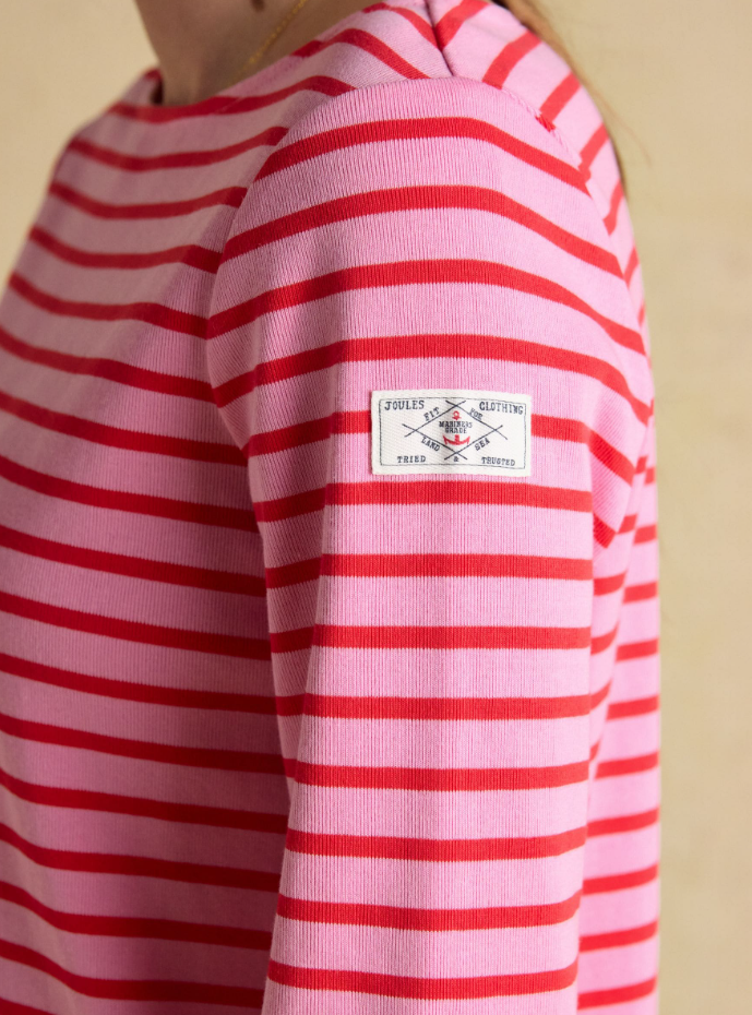 Joules Harbour Stripe Breton Top Pink / Red