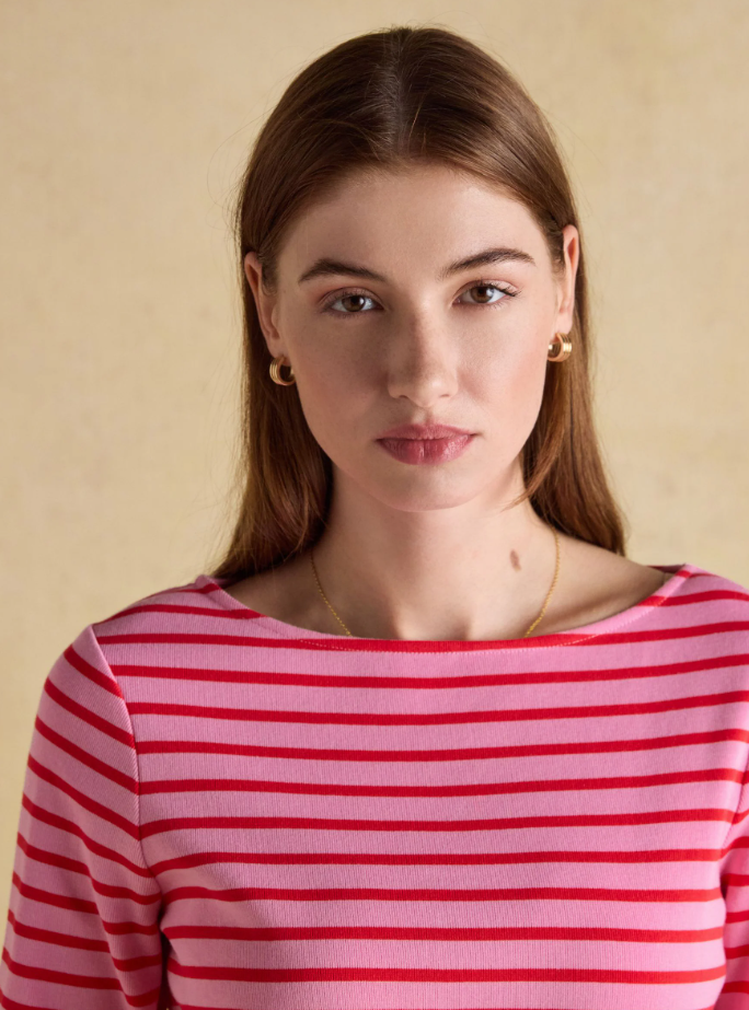 Joules Harbour Stripe Breton Top Pink / Red