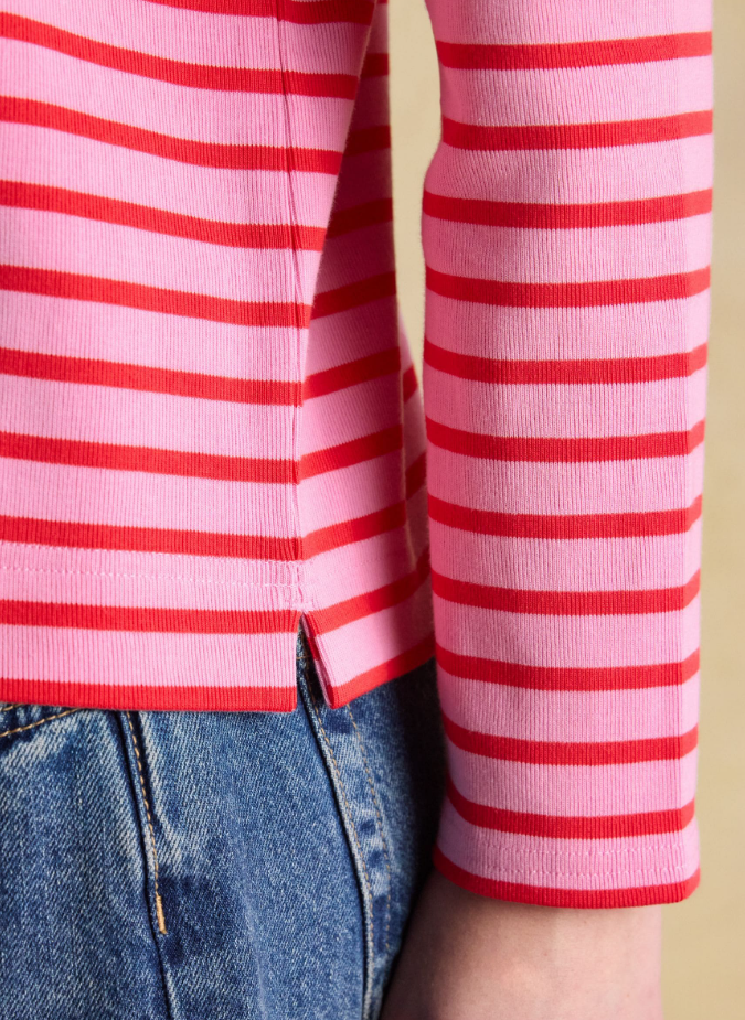 Joules Harbour Stripe Breton Top Pink / Red