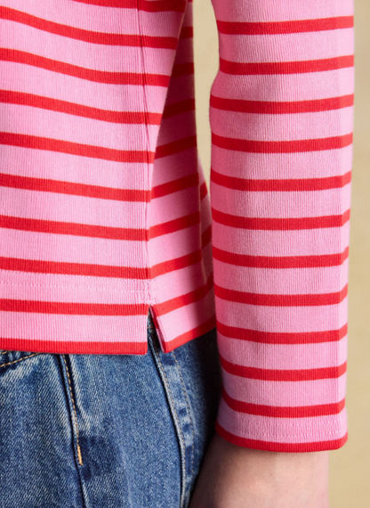 Joules Harbour Stripe Breton Top Pink / Red