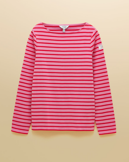 Joules Harbour Stripe Breton Top Pink / Red