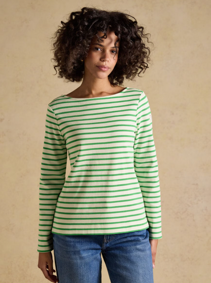Joules Harbour Stripe Breton Top Cream / Green