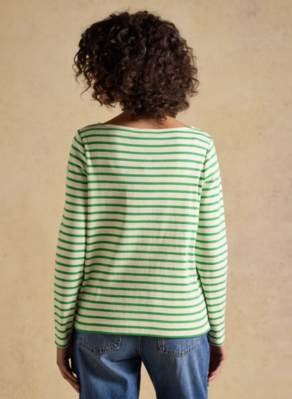 Joules Harbour Stripe Breton Top Cream / Green