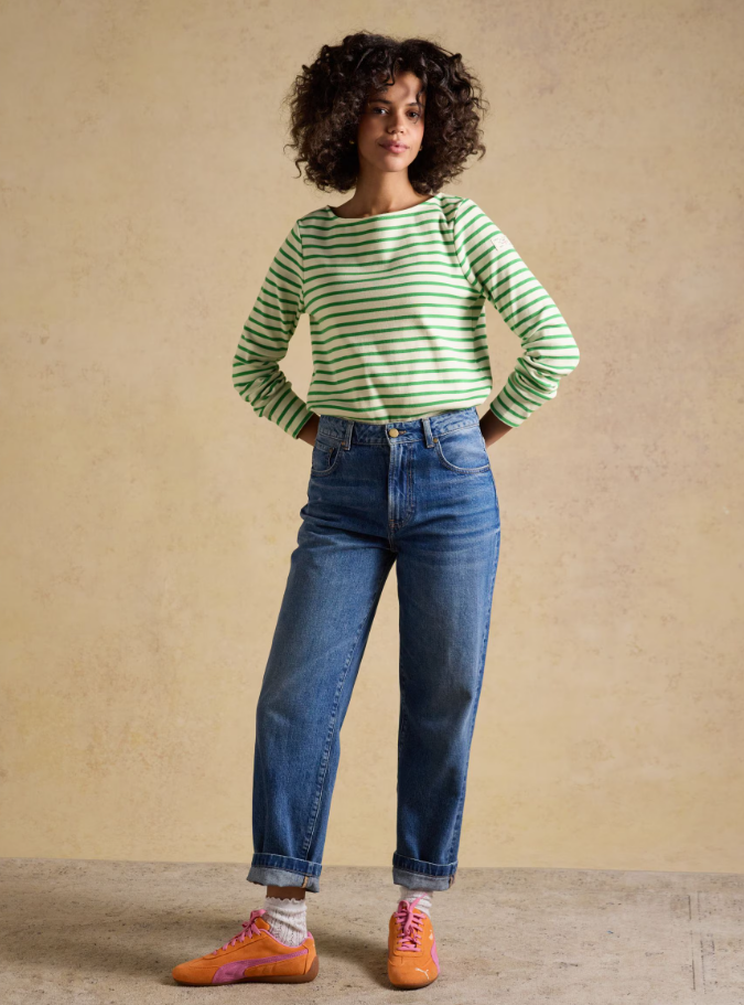 Joules Harbour Stripe Breton Top Cream / Green