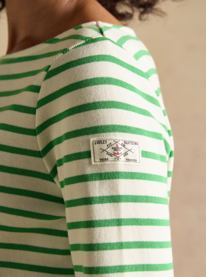 Joules Harbour Stripe Breton Top Cream / Green