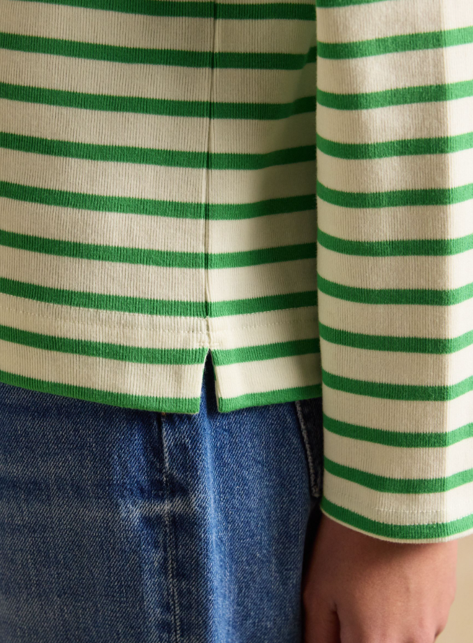 Joules Harbour Stripe Breton Top Cream / Green