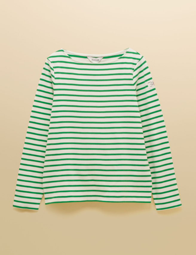 Joules Harbour Stripe Breton Top Cream / Green
