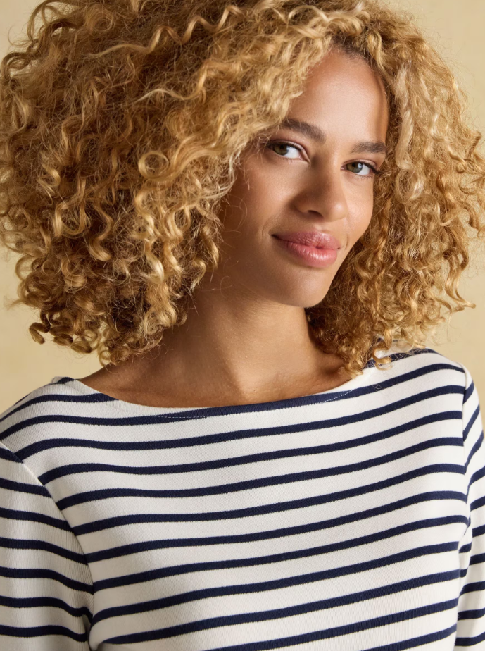 Joules Harbour Stripe Breton Top Cream / Navy