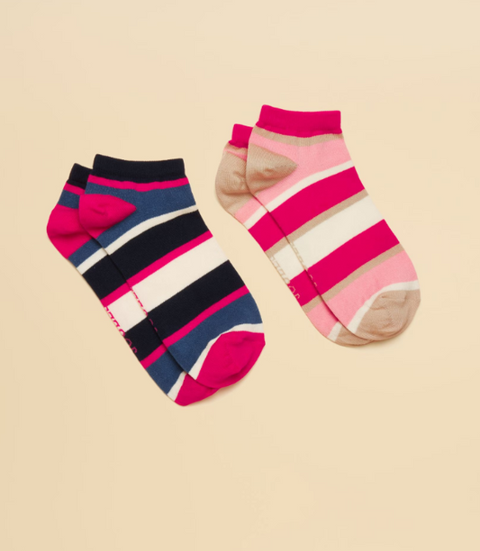 Rilla Pink / Blue Trainer Socks 2 Pack