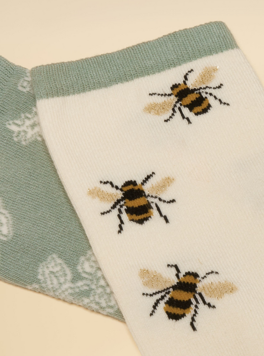 Everyday White/Green 2 Pack Socks