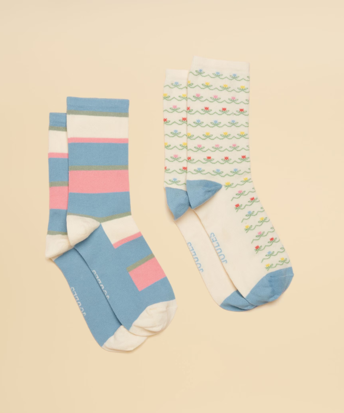 Everyday Blue / Ecru 2 Pack Socks