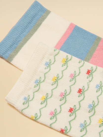 Everyday Blue / Ecru 2 Pack Socks