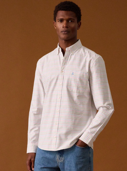 Joules Oxford Check Long Sleeve Cotton Shirt White