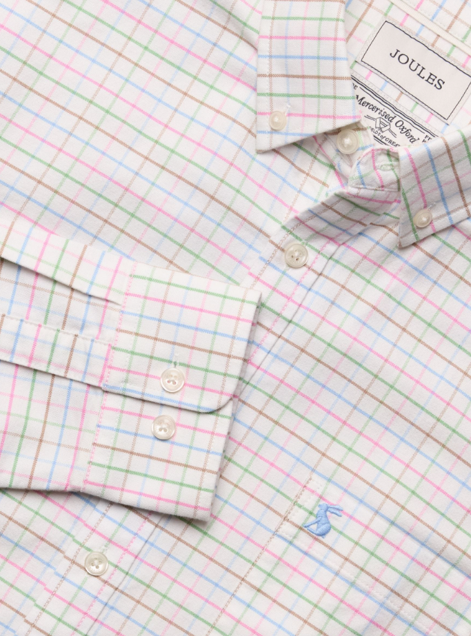 Joules Oxford Check Long Sleeve Cotton Shirt White