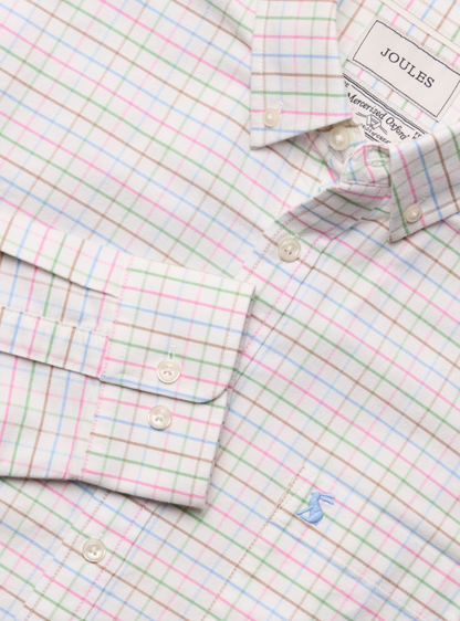 Joules Oxford Check Long Sleeve Cotton Shirt White