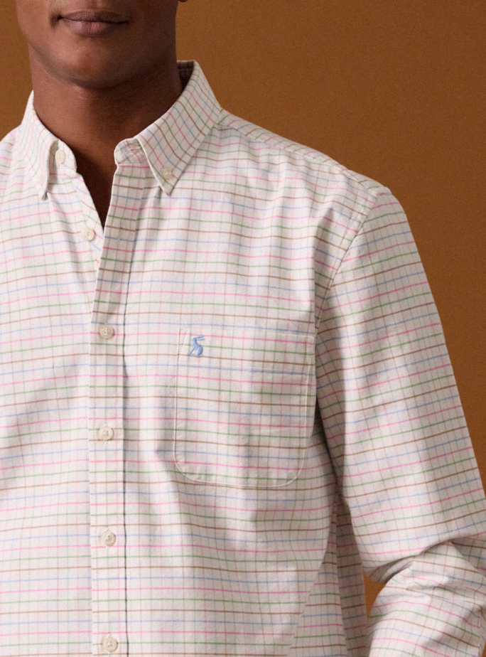 Joules Oxford Check Long Sleeve Cotton Shirt White