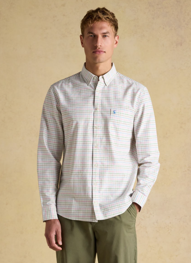 Joules Oxford Check Long Sleeve Cotton Shirt White