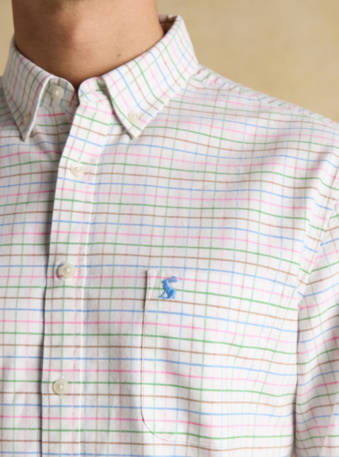 Joules Oxford Check Long Sleeve Cotton Shirt White