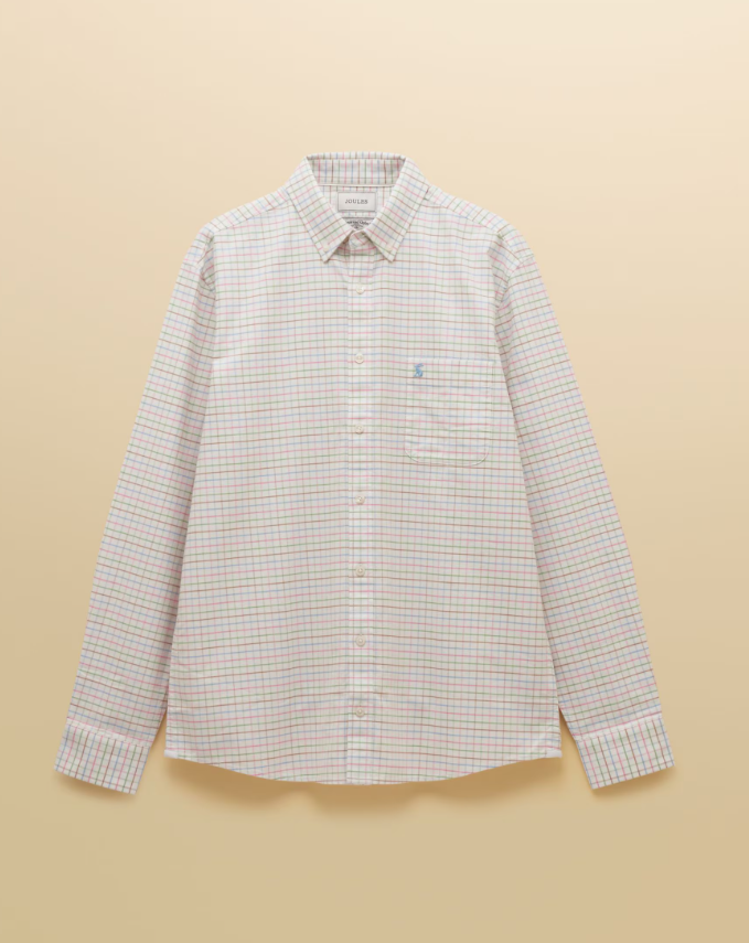 Joules Oxford Check Long Sleeve Cotton Shirt White
