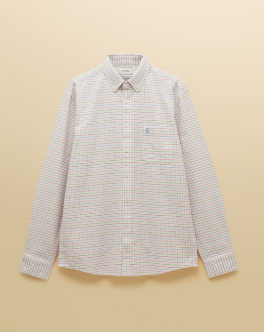 Joules Oxford Check Long Sleeve Cotton Shirt White