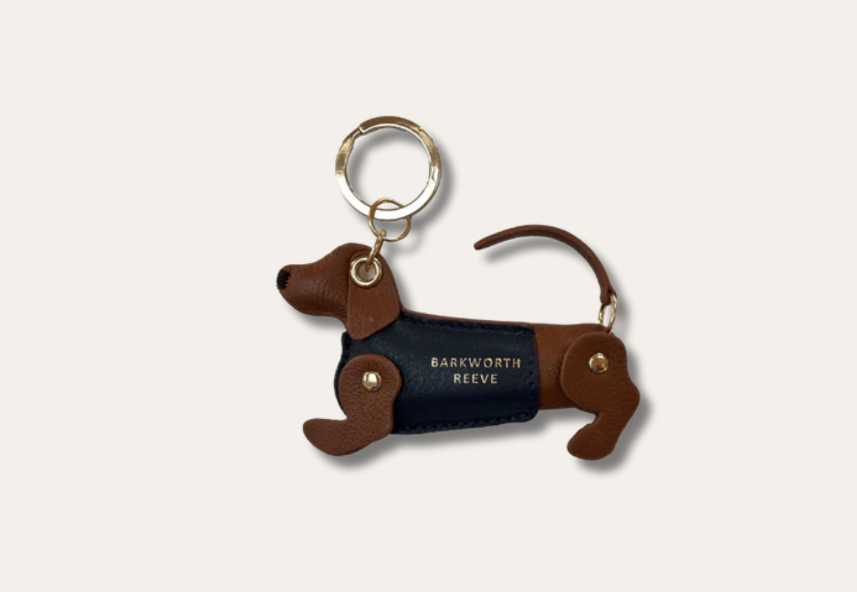Barkworth Reeve Bertie Sausage Dog Keyring Tan & Navy