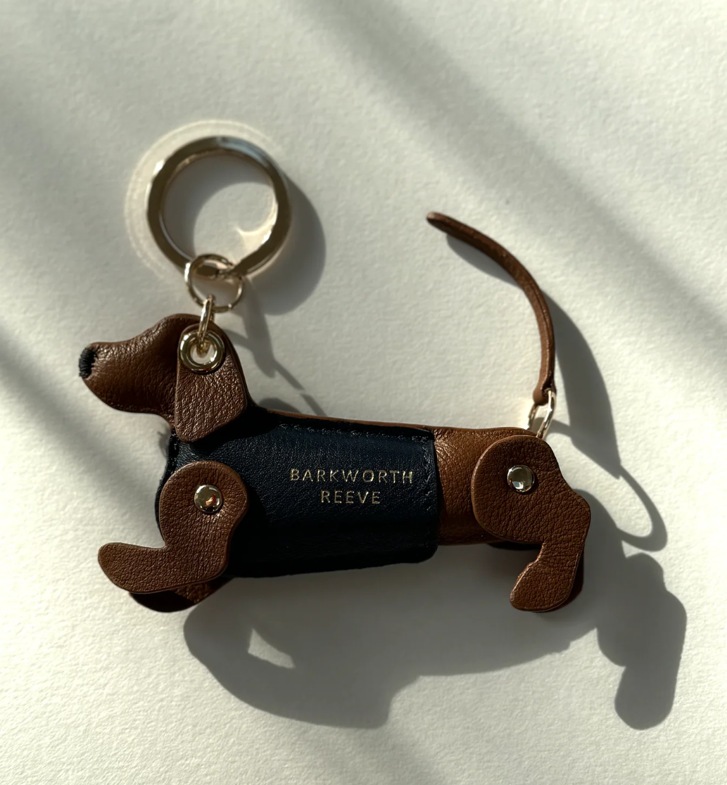 Barkworth Reeve Bertie Sausage Dog Keyring Tan & Navy