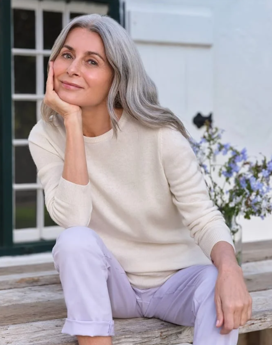 Woolovers Cashmere Merino Crew Neck Knitted Jumper Pink
