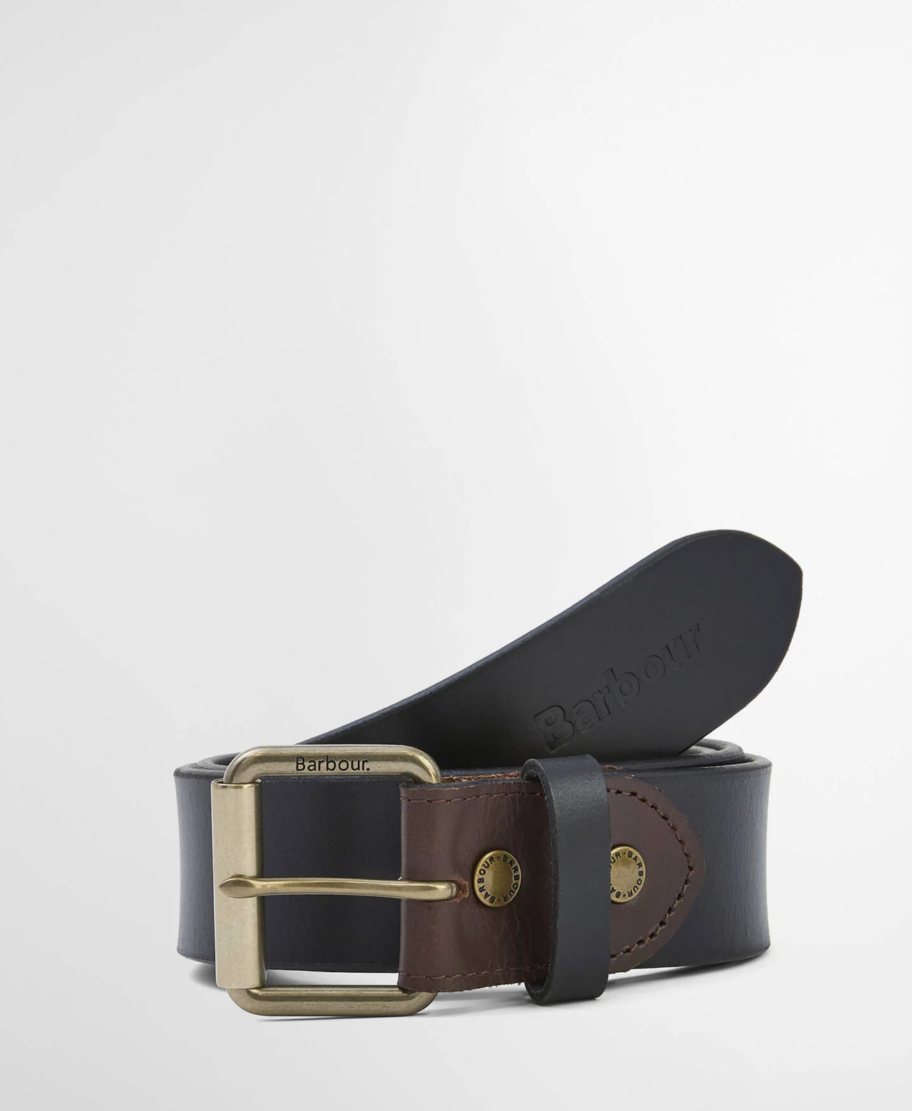 Contrast Olive & Brown Leather Belt