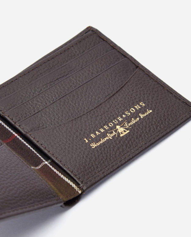 Barbour Amble Leather Billfold Wallet Brown
