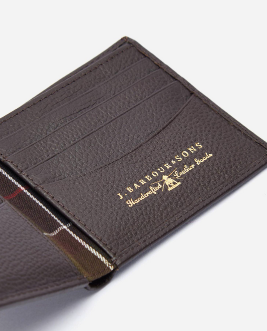 Barbour Amble Leather Billfold Wallet Brown
