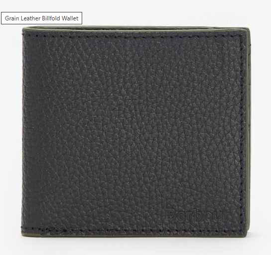 Barbour Grain Leather Billfold Wallet Brown