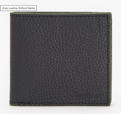 Barbour Grain Leather Billfold Wallet Brown