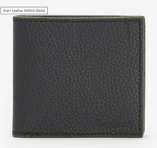 Barbour Grain Leather Billfold Wallet Black