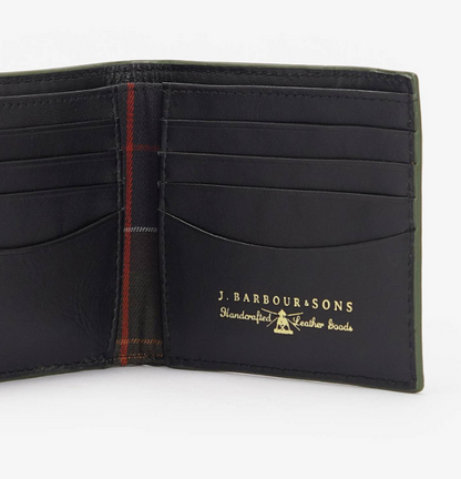Barbour Grain Leather Billfold Wallet Brown