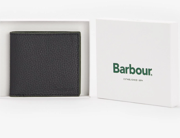 Barbour Grain Leather Billfold Wallet Brown