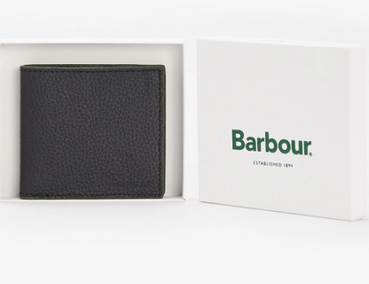 Barbour Grain Leather Billfold Wallet Brown
