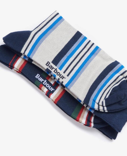 Barbour Summer Stripe 2 Pack Socks Navy