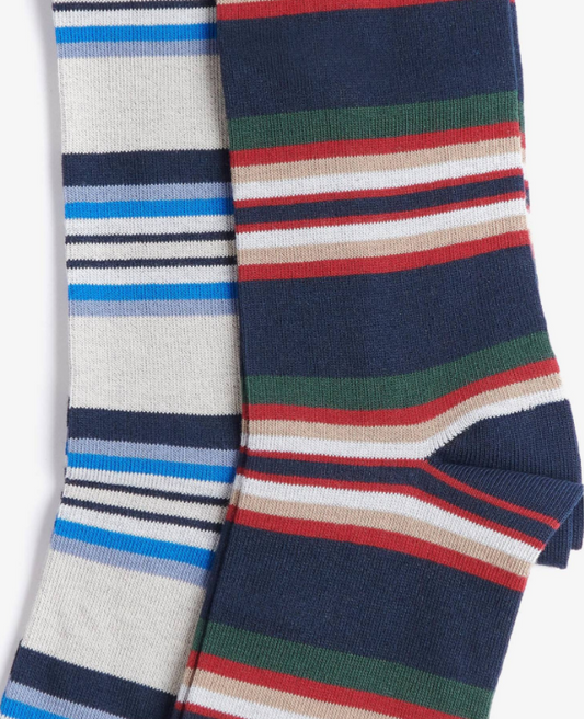 Barbour Summer Stripe 2 Pack Socks Navy