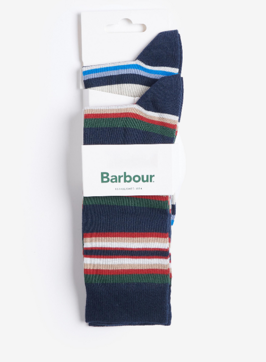 Barbour Summer Stripe 2 Pack Socks Navy