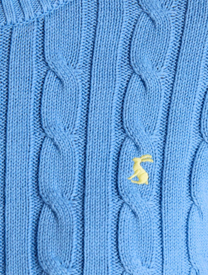 Joules Classic Cotton Cable Knit Jumper Blue