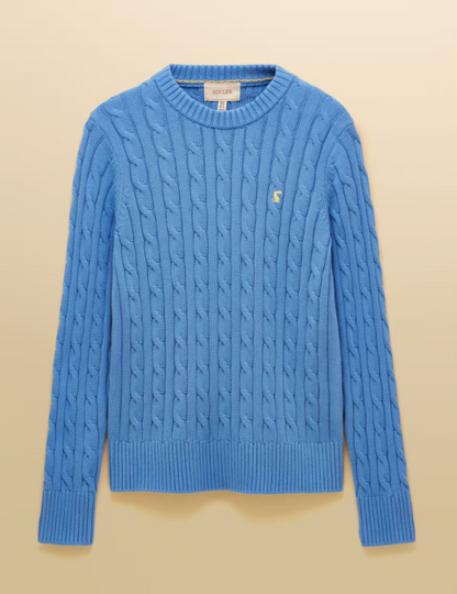 Joules Classic Cotton Cable Knit Jumper Blue