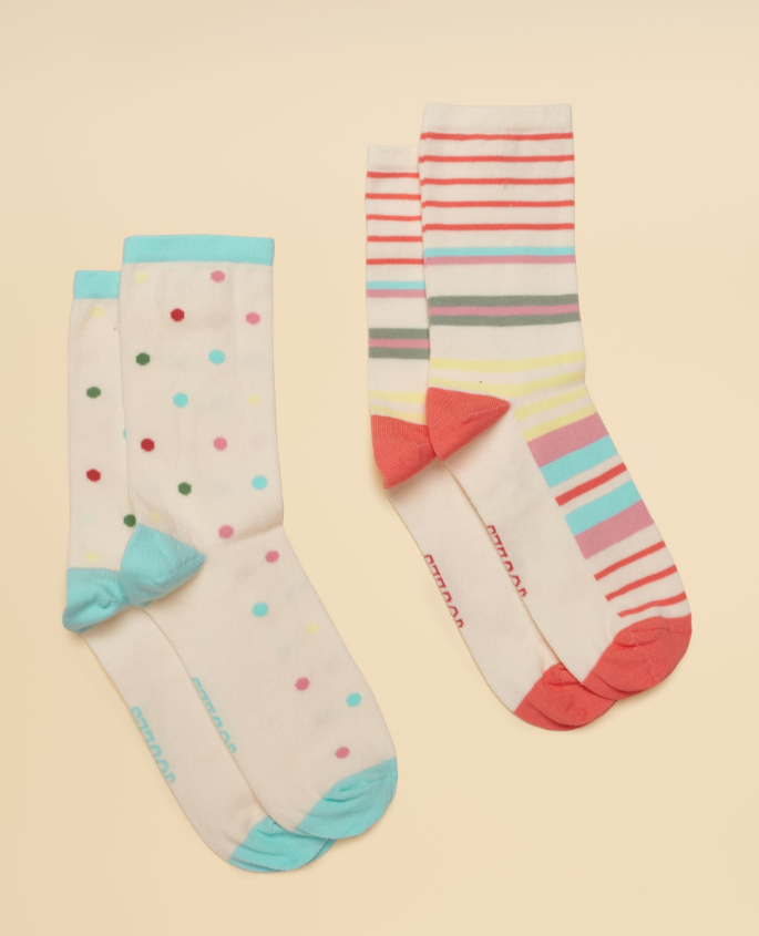 Joules Everyday Multi 2 Pack Socks Ecru