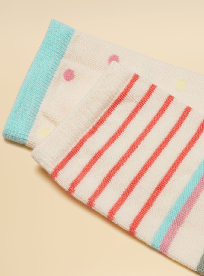 Joules Everyday Multi 2 Pack Socks Ecru