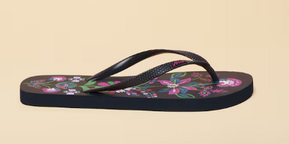 Joules Sandy Floral Printed Flip Flops Navy