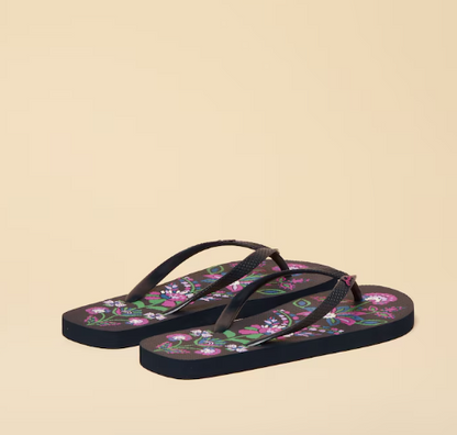 Joules Sandy Floral Printed Flip Flops Navy