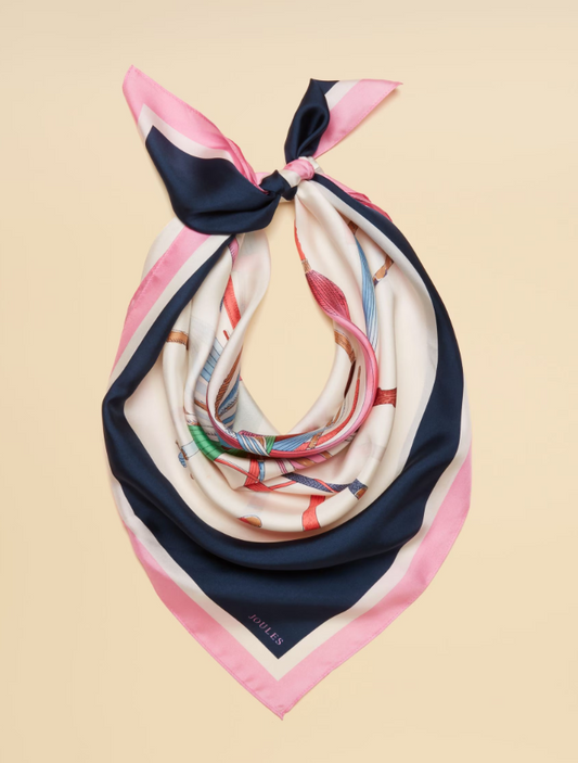 Bloomfield Cream & Navy Silk Scarf