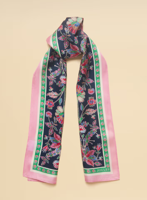 Highgrove Navy & Pink Floral Silk Scarf