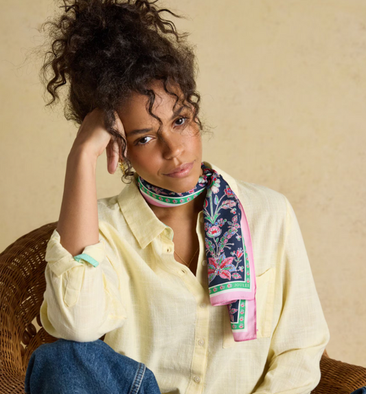 Highgrove Navy & Pink Floral Silk Scarf